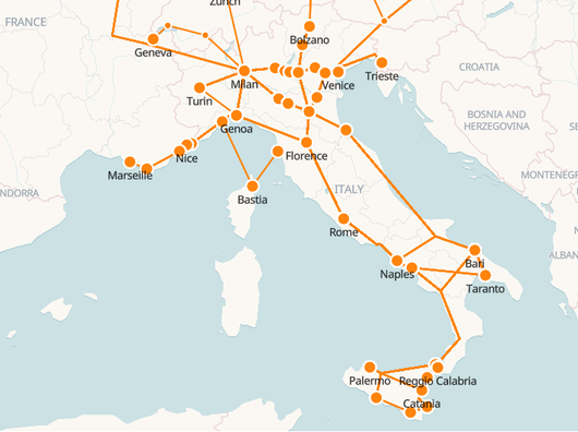 Italy rail map 