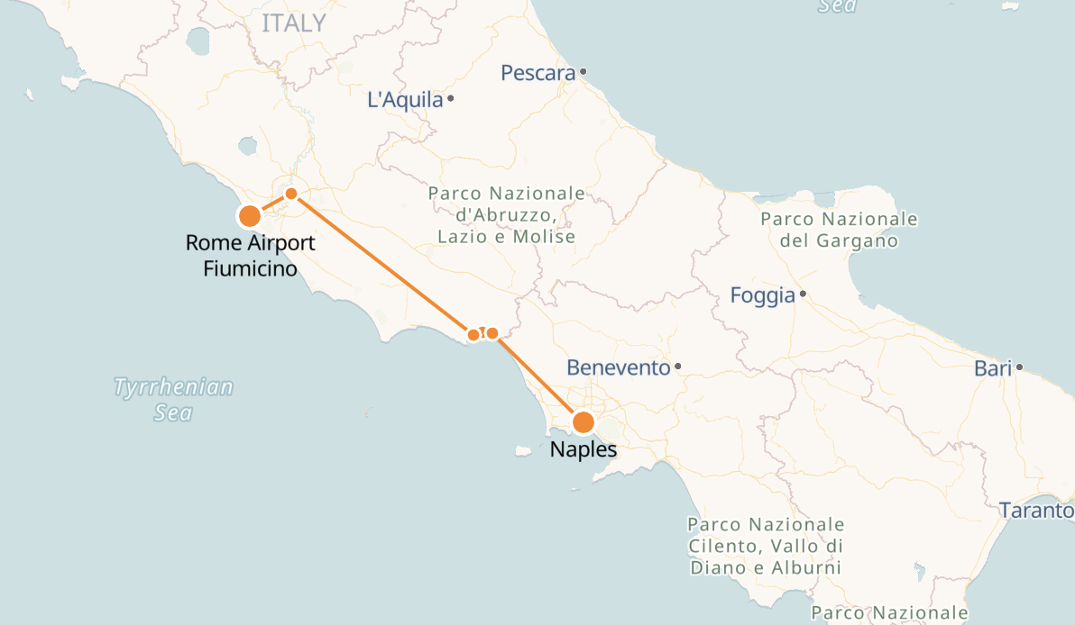 ROME TO NAPLES TRAIN MAP