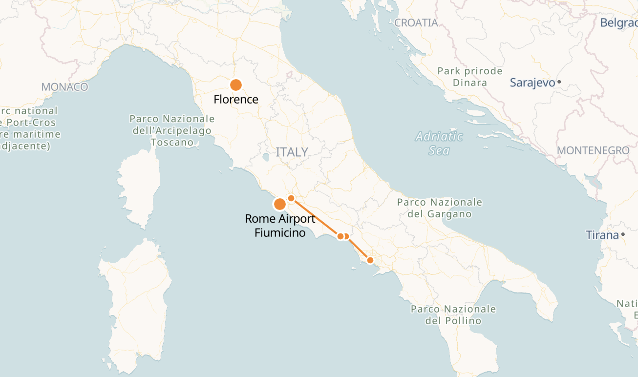 ​FLORENCE TO ROME TRAIN MAP