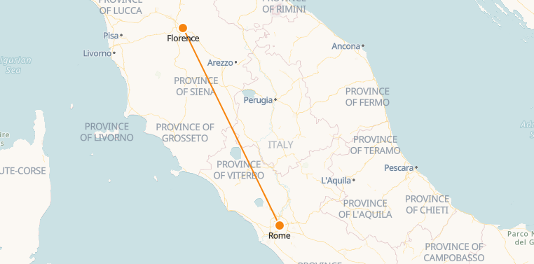 ROME TO FLORENCE TRAIN MAP